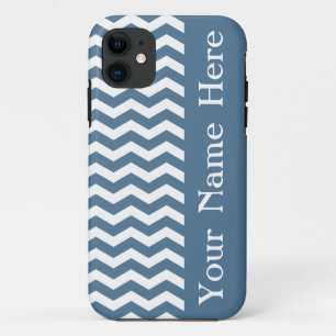 Malta Blue Wave Chevron with name iPhone 11 Case