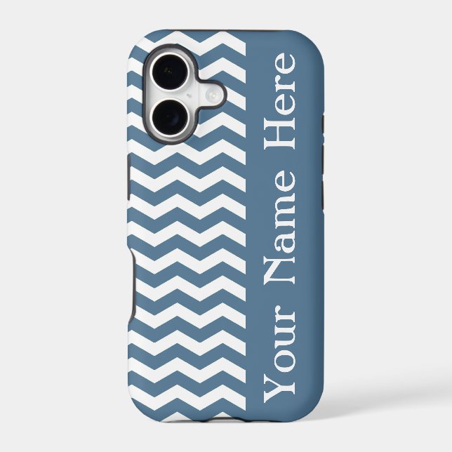Malta Blue Wave Chevron with name Iphone Case (Back)