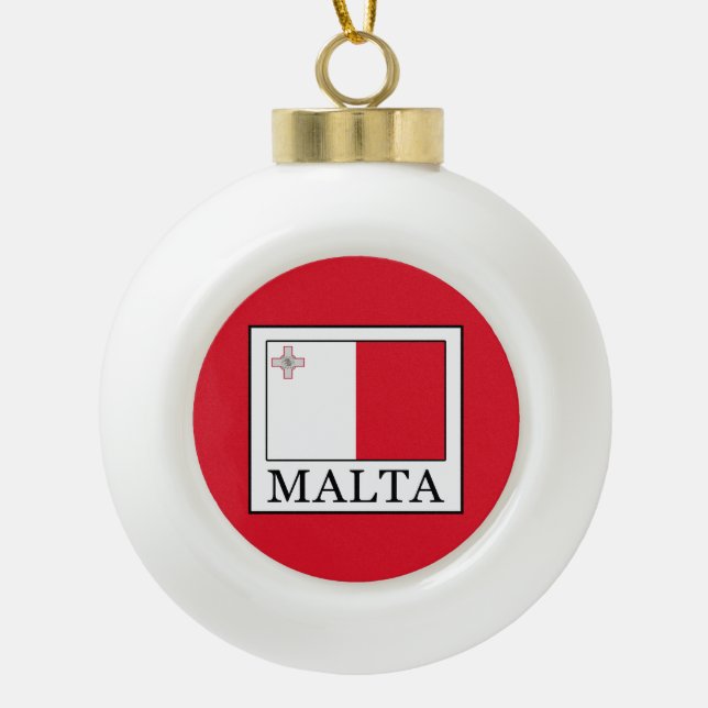 Malta Ceramic Ball Christmas Ornament (Front)