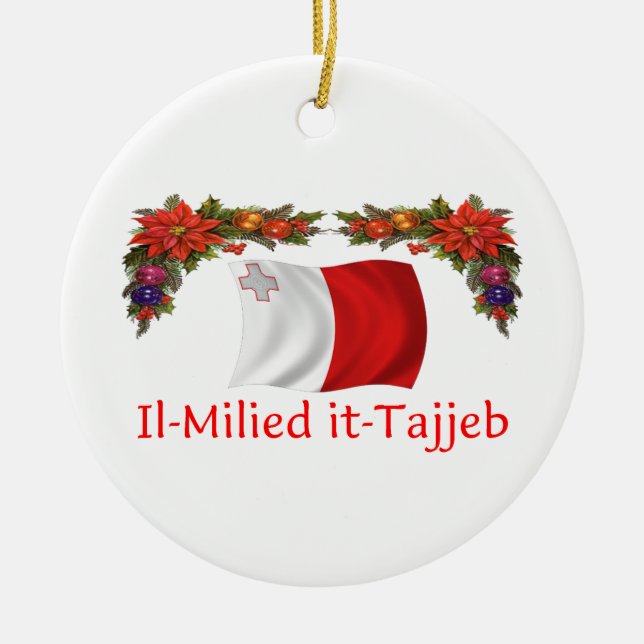 Malta Christmas Ceramic Ornament (Front)