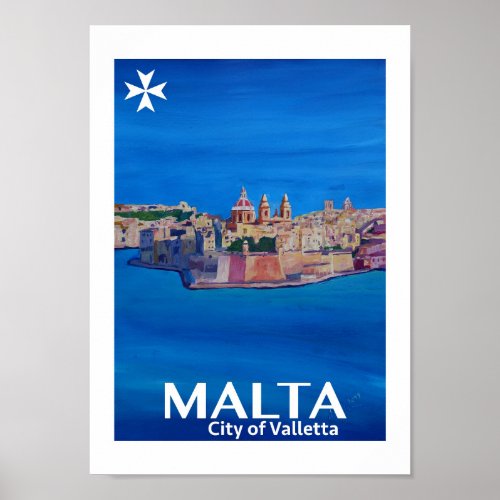 Malta City of Valetta Retro Poster