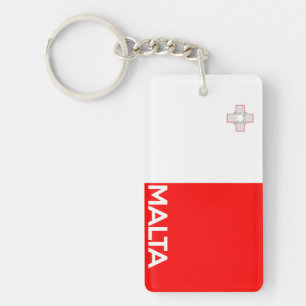 malta country flag symbol name text keychain