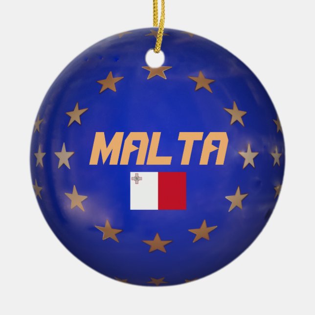 Malta EU Flag Custom Christmas Ornament (Front)