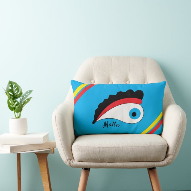 Malta Fishing Boat Lucky Eye Colourful  Lumbar Pillow (Chair)