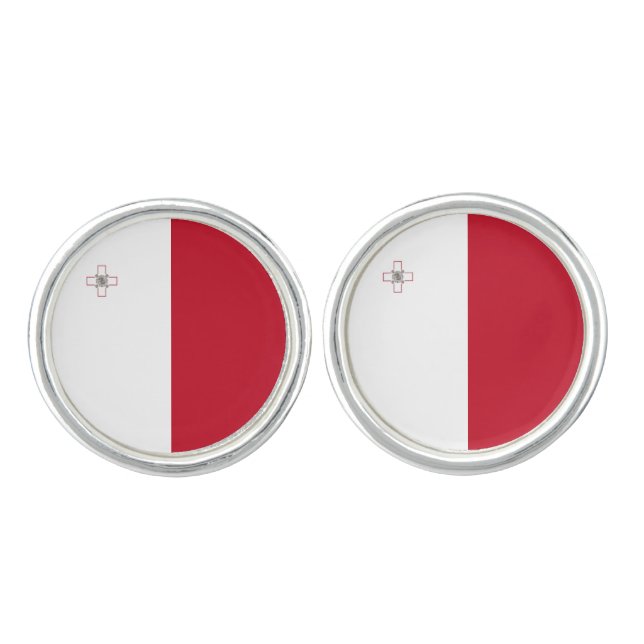 Malta flag cufflinks (Front)