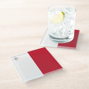 Malta flag glass coaster