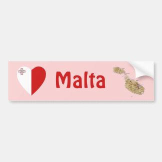 Malta Flag Heart + Map Bumper Sticker
