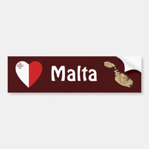 Malta Flag Heart  Map Bumper Sticker