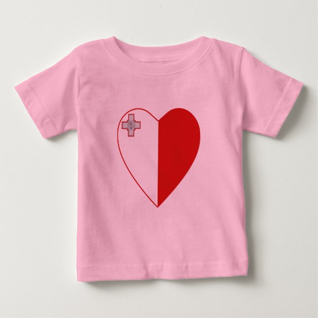 Malta Flag Heart T-Shirt (Front)