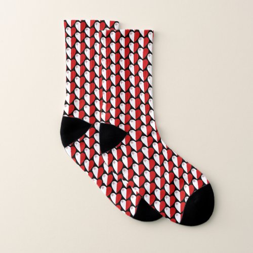 Malta Flag Hearts Socks