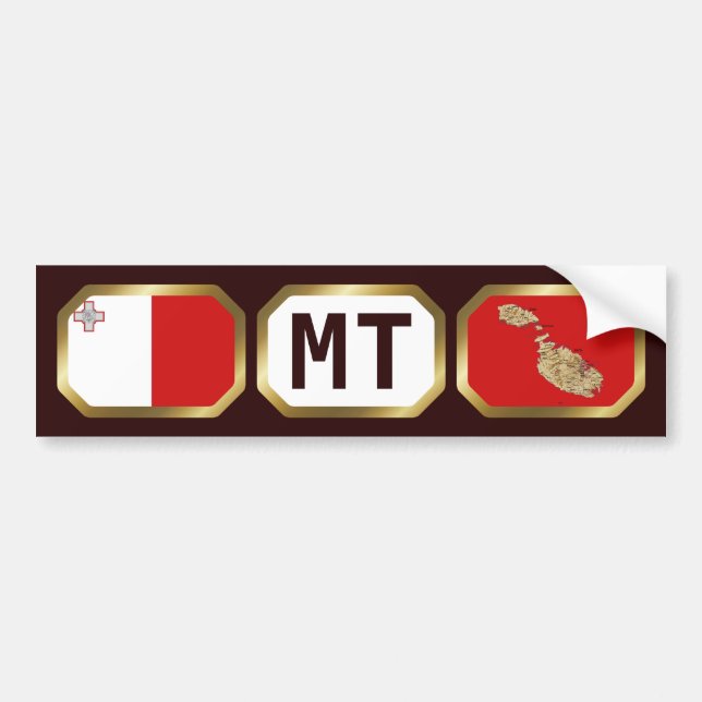 Malta Flag Map Code Bumper Sticker (Front)