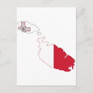 Malta flag map postcard