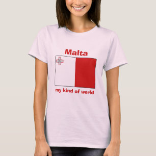 Malta Flag + Map + Text T-Shirt