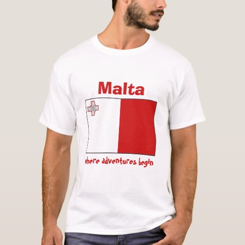 Malta Flag  Map  Text T_Shirt