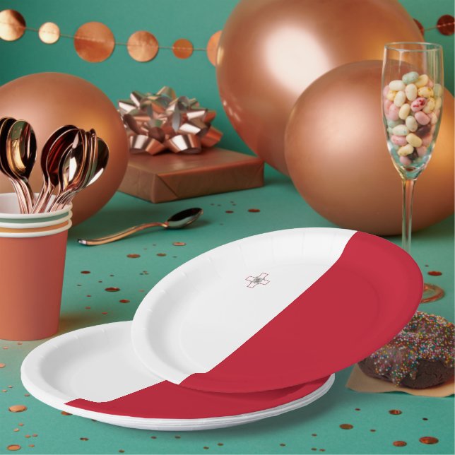 Malta flag paper plates (Multi)