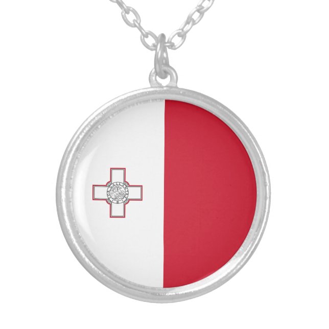 Malta Flag Silver Plated Necklace (Front)