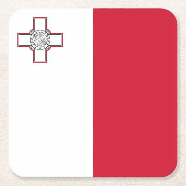 Malta Flag Square Paper Coaster (Front)