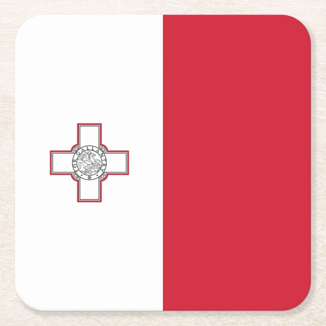 Malta Flag Square Paper Coaster (Front)