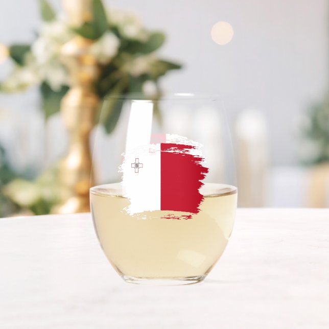 Malta flag stemless wine glass (Insitu (Wedding))