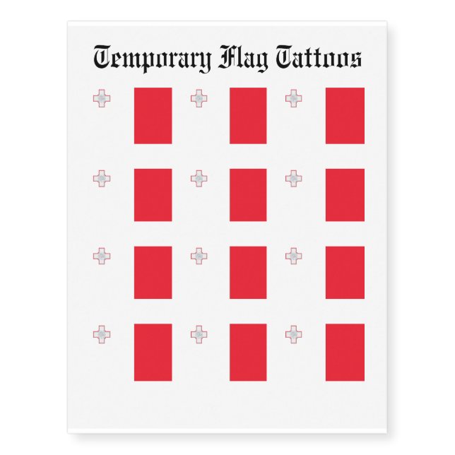 Malta Flag Temporary Tattoos (Front)