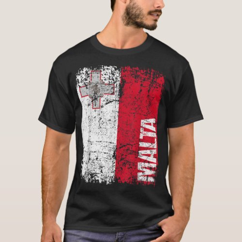 MALTA Flag Vintage Distressed MALTA  T_Shirt