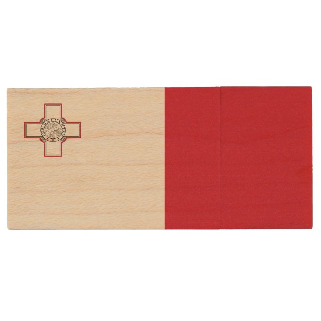 Malta Flag Wood Flash Drive (Front)