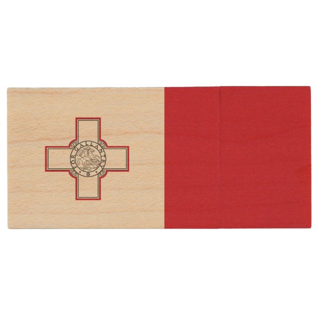 Malta Flag Wood Flash Drive (Front)