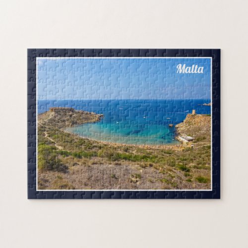Malta Għajn Tuffieħa Bay Blue Mediterranean Sea Jigsaw Puzzle