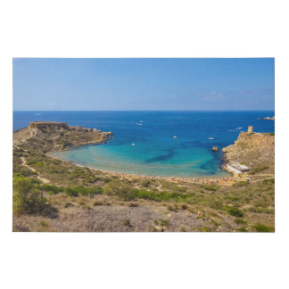 Malta Ghajn Tuffieha Bay Mediterranean Sea Faux Canvas Print