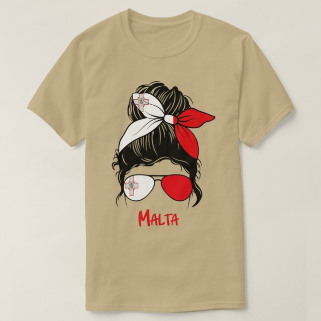 Malta Girl Maltese girl maltin woman flag  T-Shirt (Design Front)