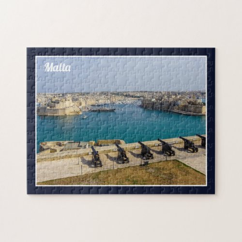 Malta Grand Harbour From Valletta Saluting Battery Jigsaw Puzzle