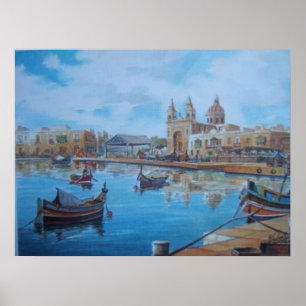 Malta harbor scene 1 poster