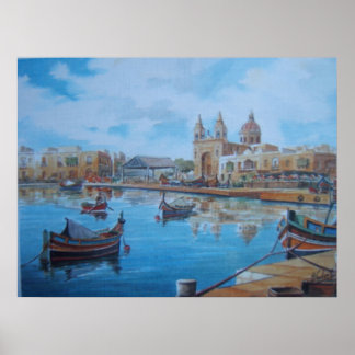 Malta harbor scene 1 poster