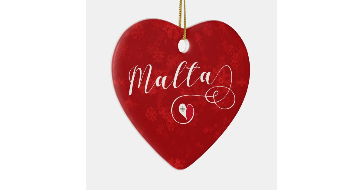 Malta Heart, Christmas Tree Ornament, Maltese Ceramic Ornament Zazzle