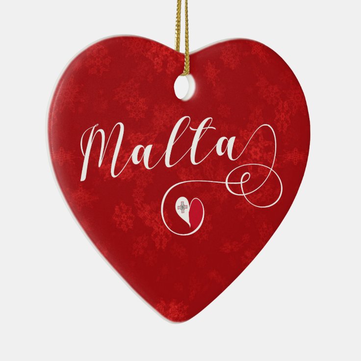 Malta Heart, Christmas Tree Ornament, Maltese Ceramic Ornament Zazzle