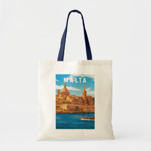 Malta Illustration Travel Art Vintage Tote Bag