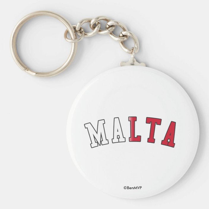 Malta in National Flag Colors Key Chain