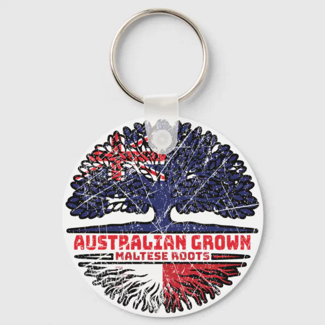 Malta Maltese Australian Australia Tree Roots Flag Keychain | Zazzle