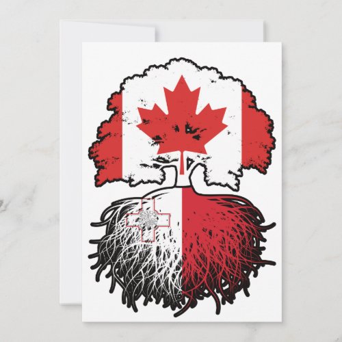 Malta Maltese Canadian Canada Tree Roots Flag Invitation