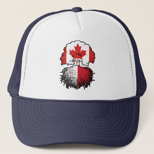 Malta Maltese Canadian Canada Tree Roots Flag Trucker Hat