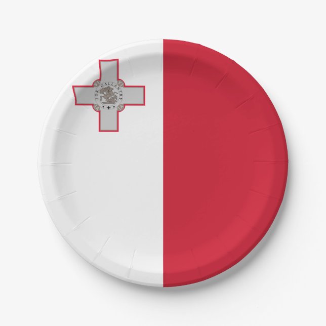 Malta (Maltese) Flag Paper Plates (Front)