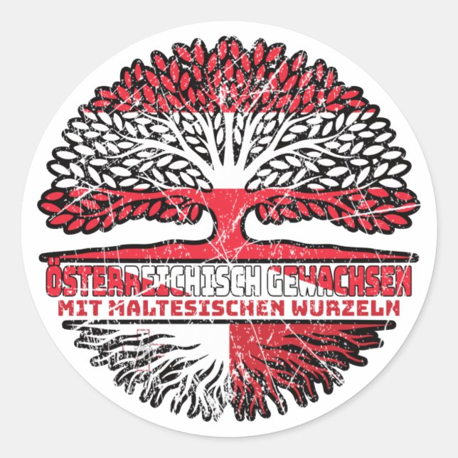 Malta Maltesisch Österreichisch Österreich Baum Classic Round Sticker (Front)