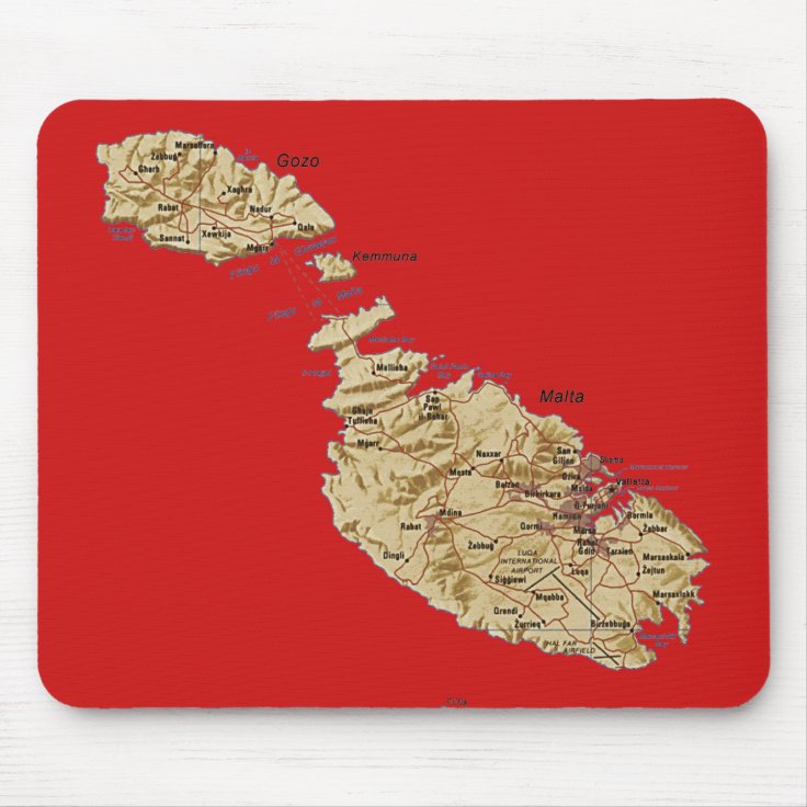 Malta Map Mousepad Zazzle
