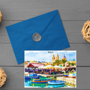 Malta Mediterranean Panorama View Postcard