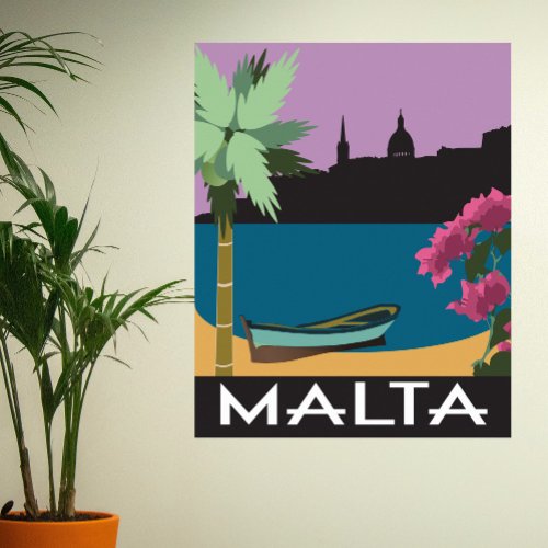 Malta Mediterranean vintage travel style Poster