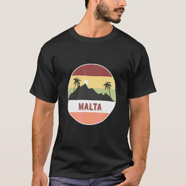 Malta Mountain And Palms T-Shirt (Front)