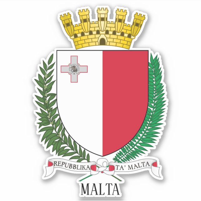 Malta National Coat Of Arms Patriotic Sticker (Front)