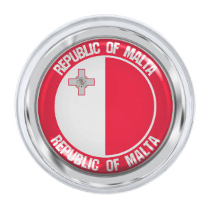 Malta Round Emblem Silver Finish Lapel Pin
