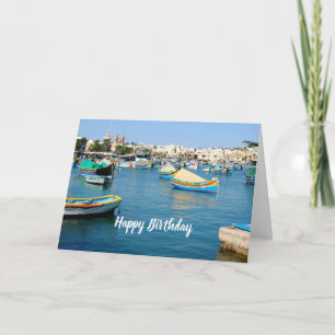 Malta Scenic View Traditional Boats Generic Card