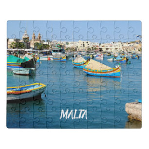 Malta  Scenic View Traditional Boats Jigsaw Puzzle